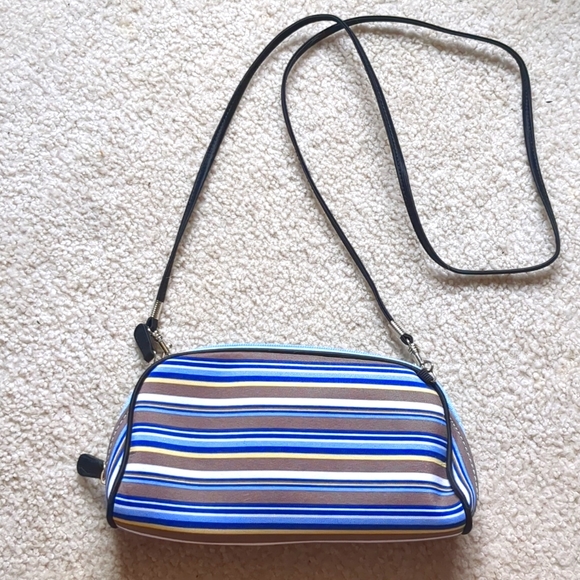 Kate Spade Blue Stripe Purse with Crossbody Shoulder Strap - Picture 2 of 3
